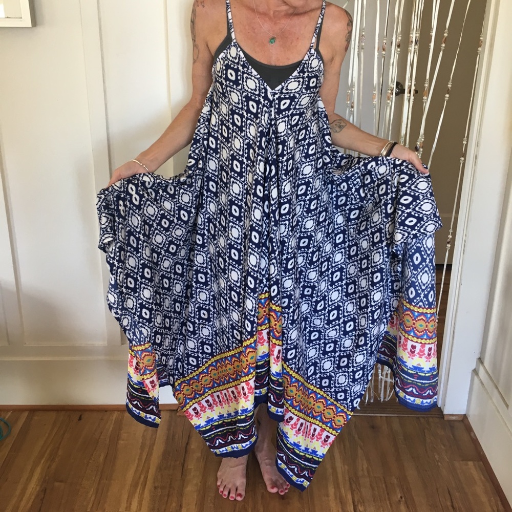 Magic blue print maxi sun dress